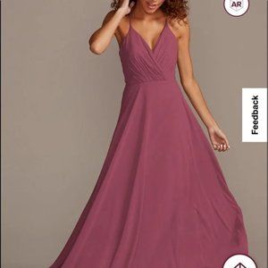 David’s Bridal spaghetti strap full skirt bridesmaid dress  in Chianti F20064